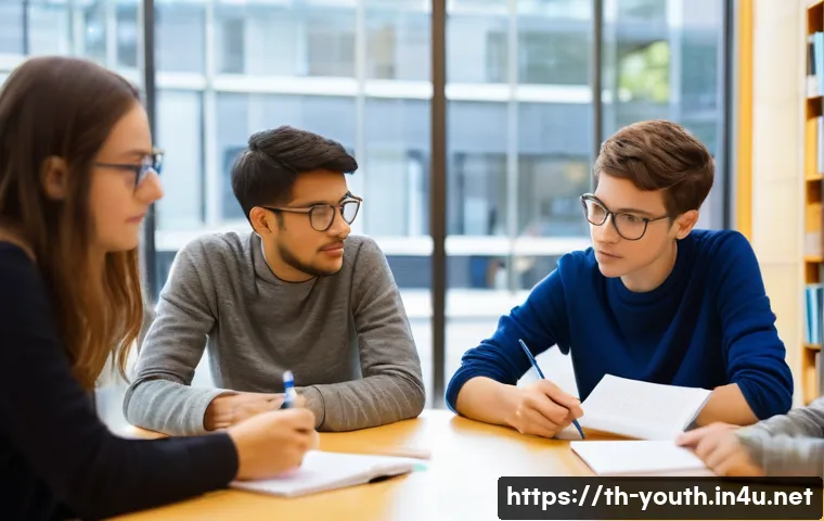 청소년상담사 자격증 공부를 위한 그룹 스터디 - **Prompt 1: Collaborative Study Group for Aspiring Psychologists**
A diverse group of young adul...