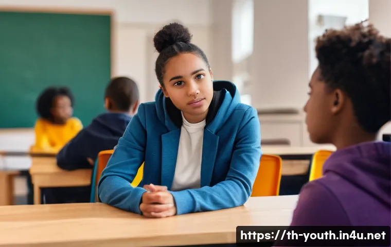 청소년상담사와 청소년 리더십 개발 - **Prompt: Youth Mentorship and Safe Space**
    A bright, clean, and modern youth center or cozy stu...