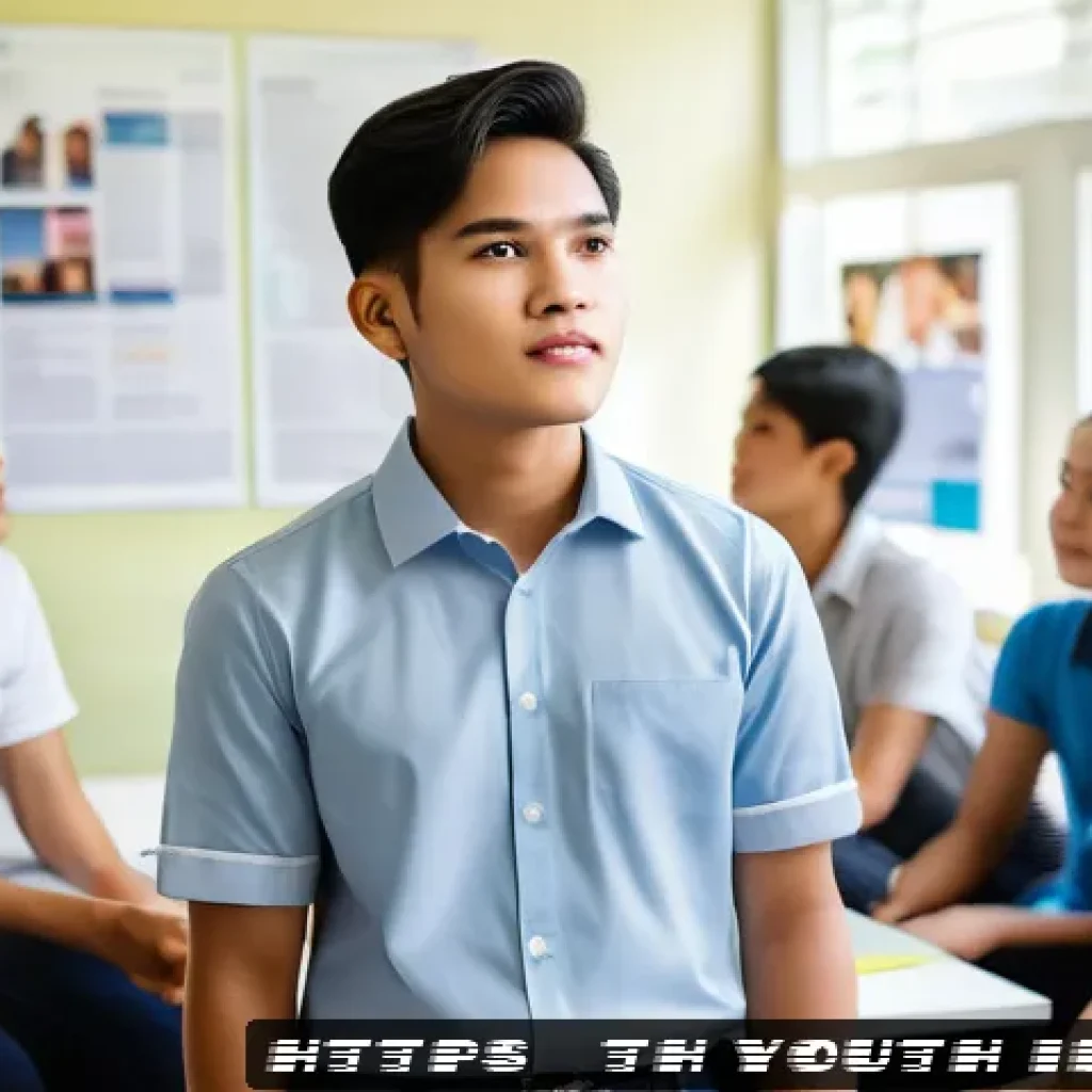 청소년상담사 자격증 취득 후의 변화와 성장 - A professional Thai teenage counselor in a modern office setting, attentively listening and communic...